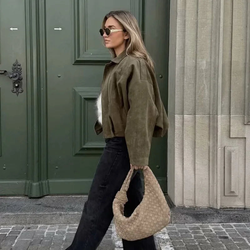 Vintage Loose Bomber Jacket Coat Style