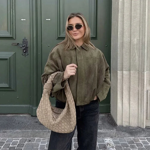 Vintage Loose Bomber Jacket Coat Style